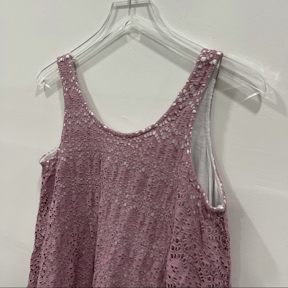 Anthropologie Deletta Germaine Lace Flared Crop Tank Top Lavender Small Cotton - Picture 3 of 7